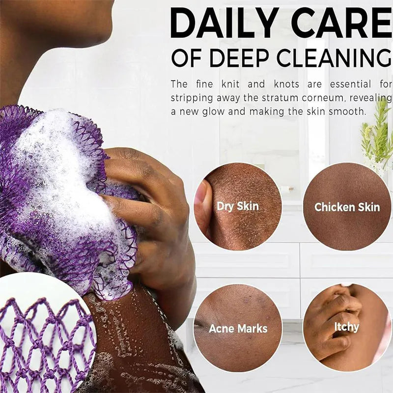 African Net Sponges Authentic Exfoliating Bath Sponge Scrub Deep Cleaning For Smoothing Arm Foot Back Neck Leg Body Skin
